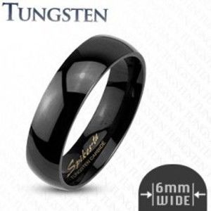 Šperky eshop - Tungstenový hladký čierny prsteň, 6 mm K17.9/K17.10 - Veľkosť: 59 mm