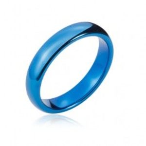 Šperky eshop - Wolfrámová obrúčka s oblými hranami, tmavo modrá, 4 mm L7.06 - Veľkosť: 53 mm