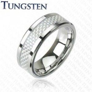 Šperky eshop - Wolfrámový prsteň - vzor vlákno J3.4 - Veľkosť: 57 mm