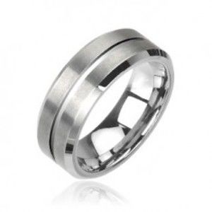 Šperky eshop - Wolfrámový prsteň v striebornej farbe, brúsený J4.8 - Veľkosť: 65 mm