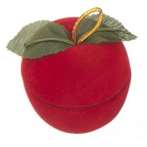 Šperky eshop - Zamatová krabička na prsteň - jablko s lístkami Y31.8