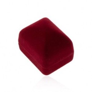 Šperky eshop - Zamatová krabička na prsteň alebo náušnice, bordová farba, hladký povrch U25.10