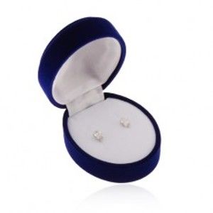 Šperky eshop - Zamatová oválna krabička na náušnice, prívesok alebo dva prstene, modrá farba U31.13
