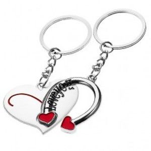 Šperky eshop - Zamilované kľúčenky - srdce s podkovou, nápis Love You Y23.4