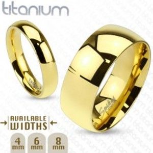 Šperky eshop - Zaoblená hladká titánová obrúčka v zlatom odtieni, 8 mm M07.01 - Veľkosť: 65 mm