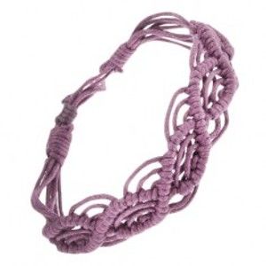 Šperky eshop - Zapletaný náramok zo šnúrok fialovej farby, vlnkový vzor S18.07