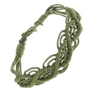 Šperky eshop - Zapletaný náramok zo zelených šnúrok, vlnkový motív S16.18