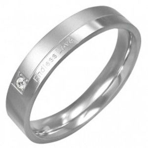 Šperky eshop - Zásnubný oceľový prstienok - Endless Love, zirkón F8.16 - Veľkosť: 46 mm