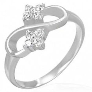 Šperky eshop - Zásnubný prsteň - osmička, zirkónové kvietky F7.12 - Veľkosť: 51 mm
