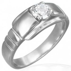 Šperky eshop - Zásnubný prsteň z chirurgickej ocele s očkom na širšom podklade D8.1 - Veľkosť: 60 mm