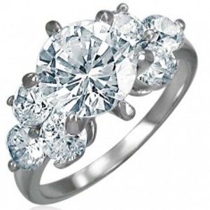 Šperky eshop - Zásnubný prsteň z ocele 316L - žiarivé okrúhle zirkóny čírej farby D9.10 - Veľkosť: 49 mm