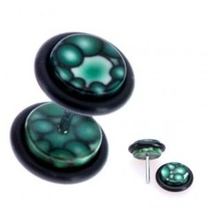 Šperky eshop - Zelený fake plug z akrylu - motív bubliniek na koliesku AA41.10