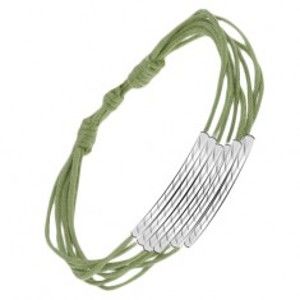 Šperky eshop - Zelený šnúrkový multináramok s ryhovanými valčekmi S10.08