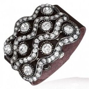 Šperky eshop - Žiarivý náramok - osem veľkých zirkónov a zirkónové vlnky V4.19