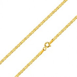 Šperky eshop - Zlatá 14K retiazka - ploché oválne očká predelené paličkou, 600 mm GG98.40
