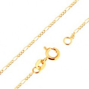 Šperky eshop - Zlatá 18K retiazka - vzor Figaro, tri oválne a jedno podlhovasté očko, 500 mm GG172.05