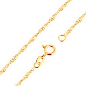 Šperky eshop - Zlatá retiazka 375 - špirála z lesklých plochých oválnych očiek, 500 mm GG172.04