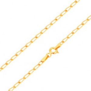 Šperky eshop - Zlatá retiazka 585 - lesklé ploché oválne očká, 550 mm GG170.05