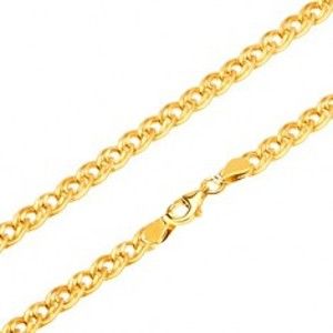 Šperky eshop - Zlatá retiazka 585 - trblietavé elipsovité väčšie a menšie očko, 450 mm GG187.29