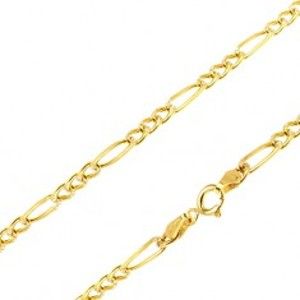 Šperky eshop - Zlatá retiazka 585 - tri drobné a podlhovasté očko, ryhy v bielom zlate, 500 mm GG27.26