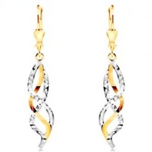Šperky eshop - Zlaté 14K náušnice - prepletené vlnky zo žltého a bieleho zlata GG211.22