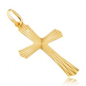 Šperky eshop - Zlatý 14K prívesok - lúčovitý kríž so zvlnenými koncami GG07.22