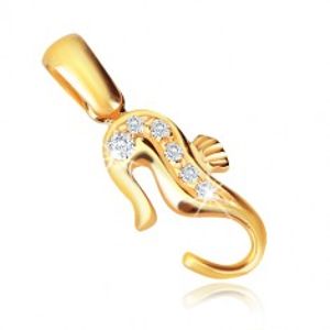 Šperky eshop - Zlatý 14K prívesok - morský koník so zirkónmi na chrbte GG02.13