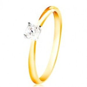Šperky eshop - Zlatý 14K prsteň - tenké ramená, číry zirkón v kotlíku z bieleho zlata GG213.16/24 - Veľkosť: 60 mm