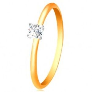 Šperky eshop - Zlatý 14K prsteň - úzke vypuklé ramená, zirkón v kotlíku z bieleho zlata GG200.23/30 - Veľkosť: 52 mm