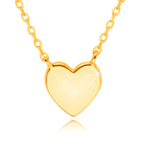 Zlatý náhrdelník 14K - ploché srdiečko, kolmé očká oválneho tvaru