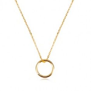 Zlatý náhrdelník 375 - jemná retiazka s príveskom, hladký lesklý krúžok