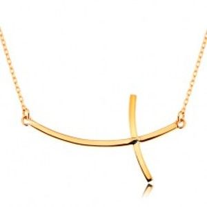 Šperky eshop - Zlatý náhrdelník 585 - krížik so zahnutými ramenami na retiazke z oválnych očiek GG182.06