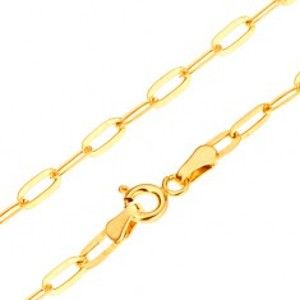 Šperky eshop - Zlatý náramok 585 na ruku - lesklé podlhovasté hladké očká, 200 mm GG25.05