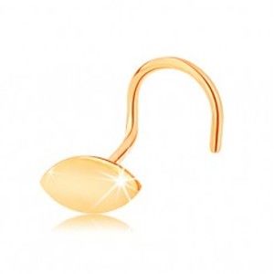 Šperky eshop - Zlatý piercing 585, zahnutý - ploché zrnko s lesklým hladkým povrchom GG140.19
