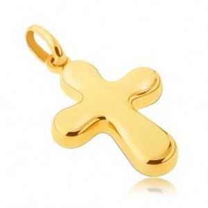Šperky eshop - Zlatý prívesok 14 karátový - hrubý, lesklý kríž s oblými cípmi GG05.20