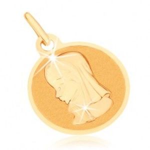 Šperky eshop - Zlatý prívesok 375 - okrúhly plochý medailón, Panna Mária GG70.09