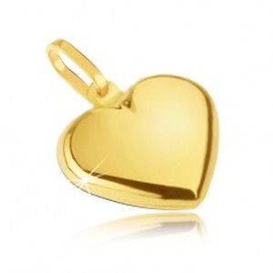 Zlatý prívesok 585 - hladké pravidelné srdce, zrkladlovolesklé
