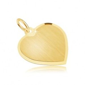 Šperky eshop - Zlatý prívesok 585 - veľké súmerné saténové srdce, lesklý okraj GG30.04