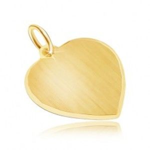 Šperky eshop - Zlatý prívesok 585 - veľké symetrické saténové srdce, ligotavý okraj GG30.01