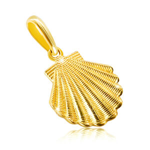 Zlatý prívesok zo 14K zlata - morská mušľa so zárezmi