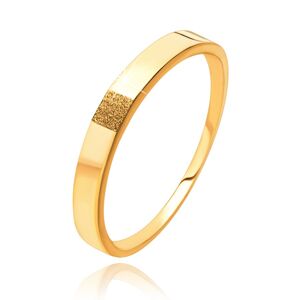 Zlatý prsteň 585 - obdĺžnik so štruktúrovaným povrchom, hladké ramená - Veľkosť: 58 mm